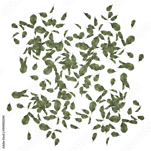 seamless pattern with green leaves isolated on transparent background