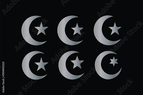 Moon star symbol islamic crescent design Vector