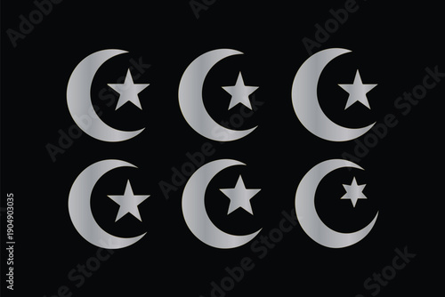 Moon star symbol islamic crescent design Vector