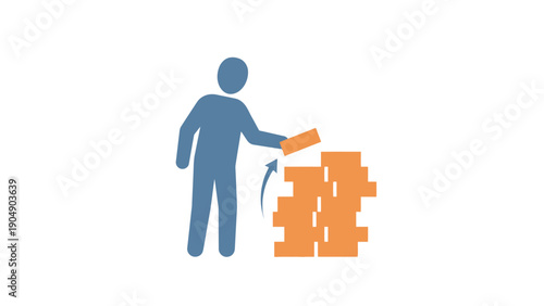 Man Building Wall with Bricks