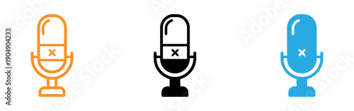 Microphone icons in orange black and blue
