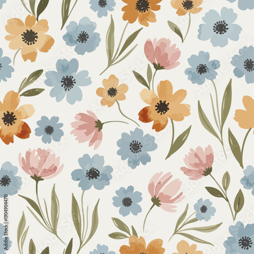 Seamless floral pattern with elegant bouquets and refined style