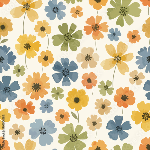 Seamless pattern with small dainty flowers and romantic aesthetic