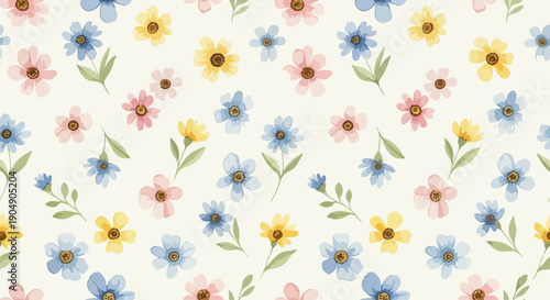 Seamless floral background with detailed line art garden plants