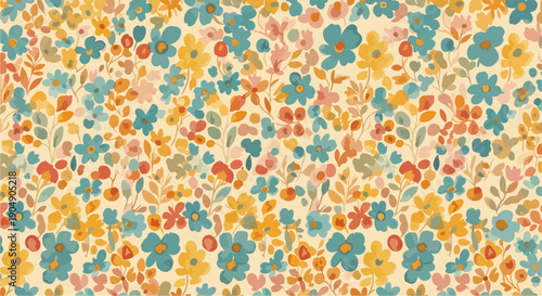 Seamless pattern with colorful field flowers and natural summer mood