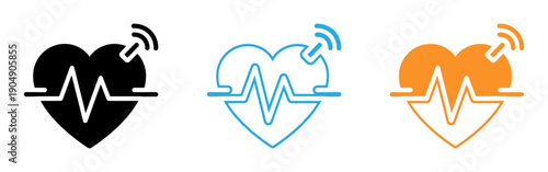 Heartbeat icons in black blue and orange