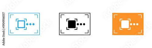 Set of three icons representing different states of a camera or scanner