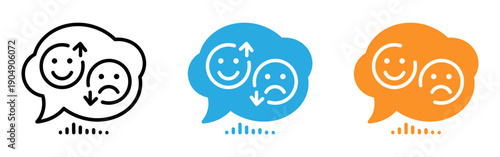 Chat bubbles with smiling and frowning faces