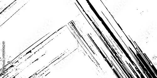 Abstract texture grunge made of diagonal streaks and distressed lines, black ink on a white background. grunge scratch patterns, chaotic linear noise. dirty monochrome pattern of the old worn surface.