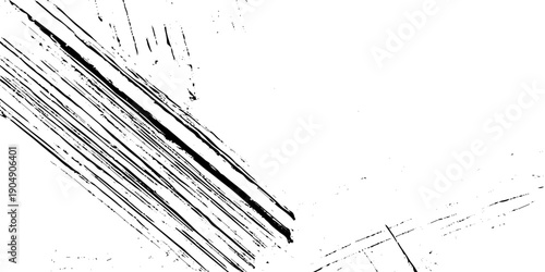 Abstract texture grunge made of diagonal streaks and distressed lines, black ink on a white background. grunge scratch patterns, chaotic linear noise. dirty monochrome pattern of the old worn surface.