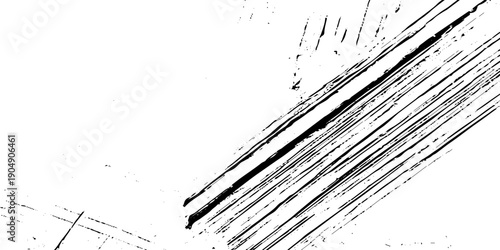 Abstract texture grunge made of diagonal streaks and distressed lines, black ink on a white background. grunge scratch patterns, chaotic linear noise. dirty monochrome pattern of the old worn surface.