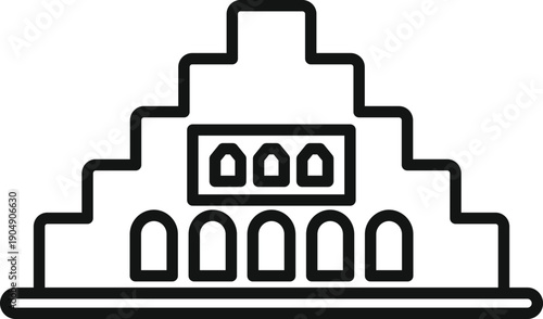 Mayan pyramid symbol depicting a historical palenque landmark and ancient culture