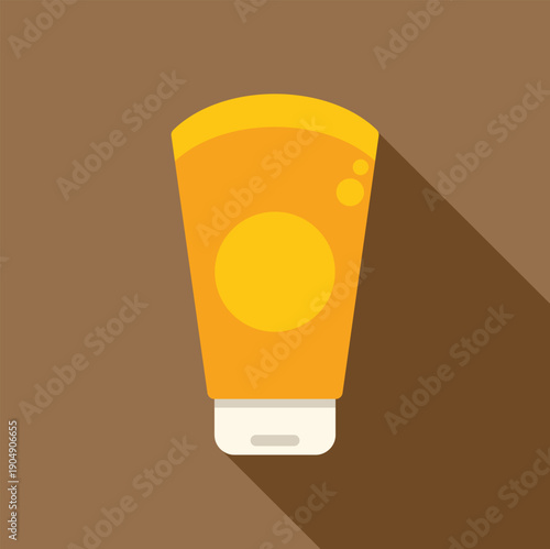 Sunscreen tube creating a long shadow on a brown background