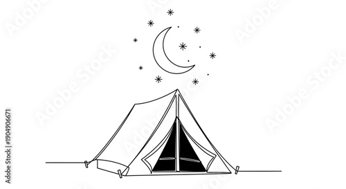 Camping under starry night sky