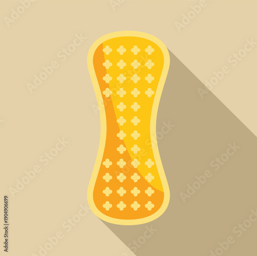 Yellow sanitary pad flat design vector icon with long shadow