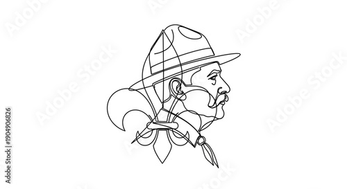 man in hat and glasses line art