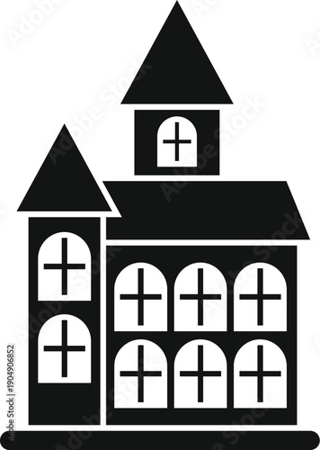 Haunted house silhouette for halloween party, horror theme, and fear concepts