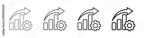 Productivity with Bar Chart and Performance Progress icon. Vector Illustration outline