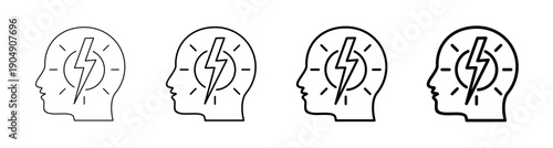 Mental Strength Resilience and Inner Power Concept icon. Vector Illustration outline