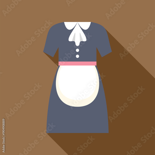 Maid uniform dress with a white apron and collar, symbolizing domestic service