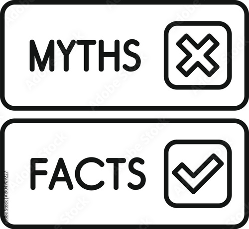 Icon displaying boxes for myths and facts with corresponding wrong and check marks