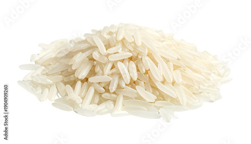 Dry white long rice basmati isolated on a white background