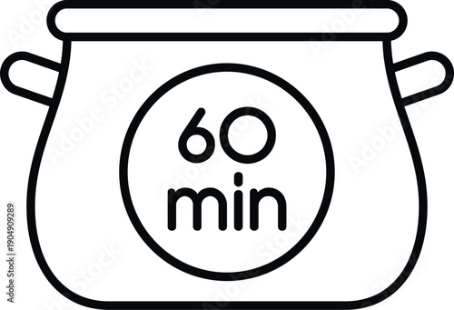 Cooking pot icon illustrating a recipe preparation time of 60 minutes