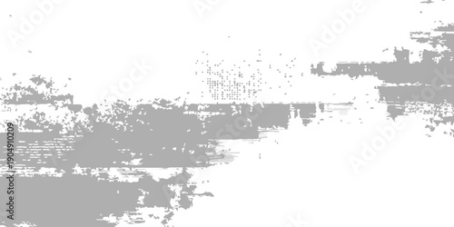 Grungy distressed texture overlay with scattered gray particles on a clean white background, abstract grunge effect for design elements