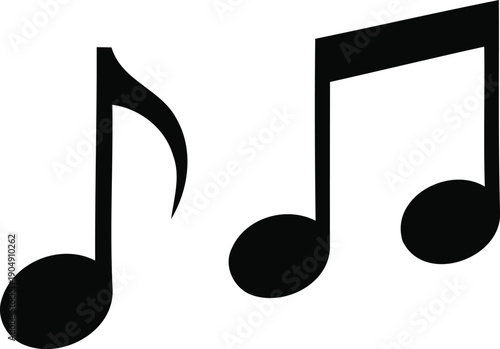 A simple black silhouette of a quarter note in musical notation