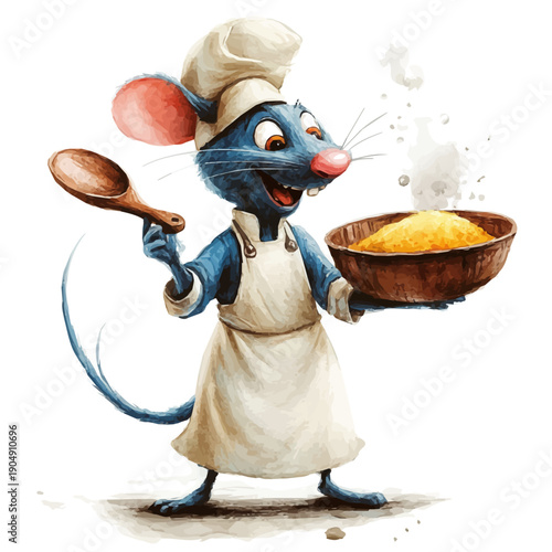 watercolor of Ratatouille draw illustration, isolated on a white background.