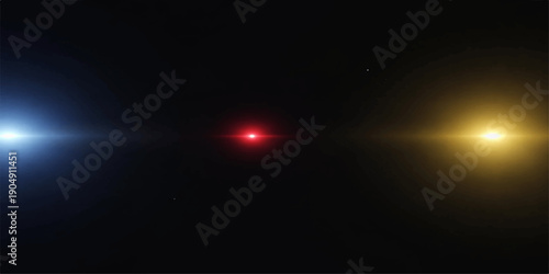 An artistic animation of a bright sun glow with a blue flare effect and light rays casting a motion wave across the dark space of the night sky above planet earth