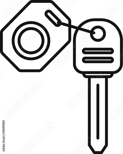 Outlined car key with remote fob providing modern vehicle access