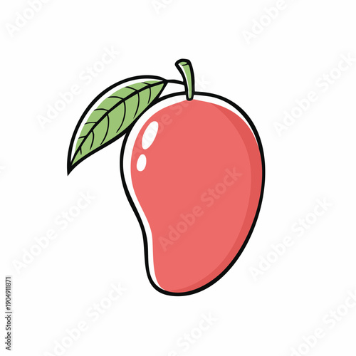 Dojrzałe, smaczne mango z zielonym listkiem. Apetyczne mango gotowe do spożycia. 