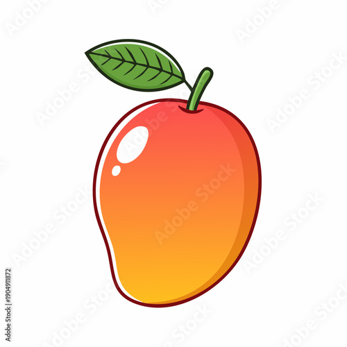 Dojrzałe, smaczne mango z zielonym listkiem. Apetyczne mango gotowe do spożycia. 