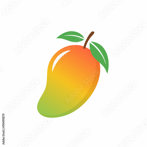 Dojrzałe, smaczne mango z zielonym listkiem. Apetyczne mango gotowe do spożycia. 