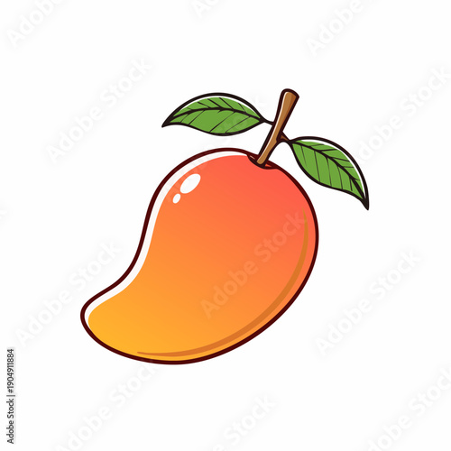 Dojrzałe, smaczne mango z zielonym listkiem. Apetyczne mango gotowe do spożycia. 