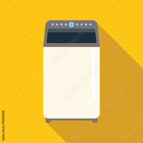 Washing machine standing on a yellow background with long shadow
