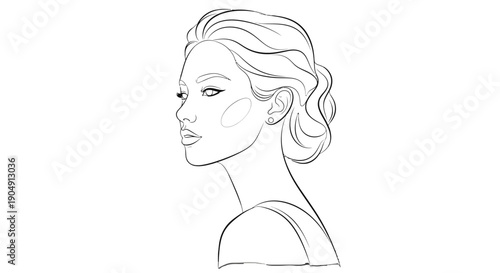 Elegant woman profile line art illustration.