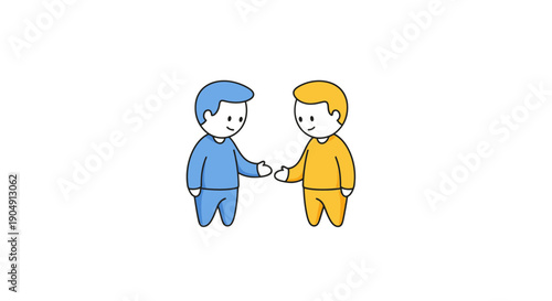 Two cartoon characters shaking hands in agreement.