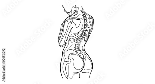 Detailed illustration of human torso anatomy.