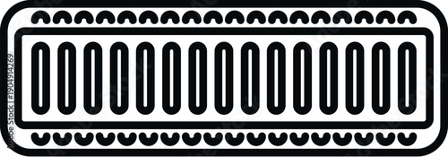 Harmonica wind musical instrument icon drawing in line art style