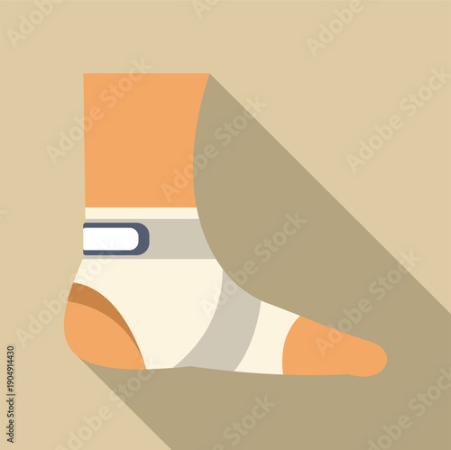 Human foot with an ankle brace providing support for injury or sprain