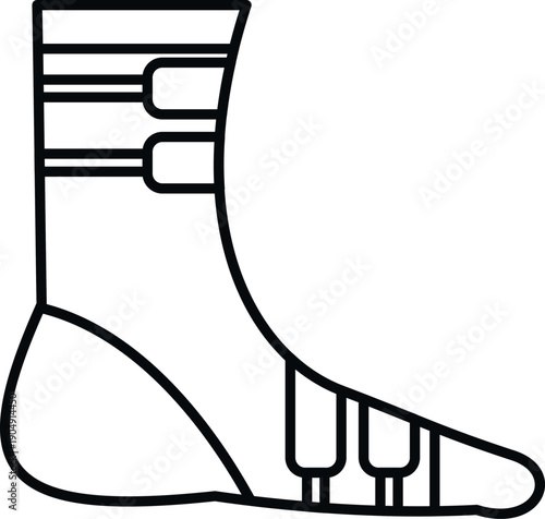 Person wearing an orthopedic foot brace for injury healing and recovery