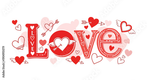 Valentine's Day love concept with hearts and arrows