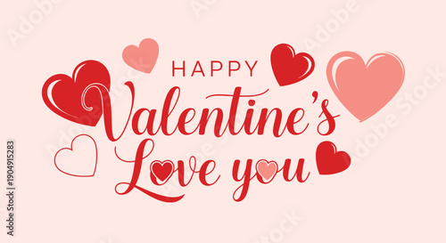 Happy Valentine's Day message with red hearts