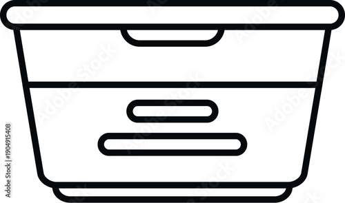 Line art drawing of a plastic food storage container