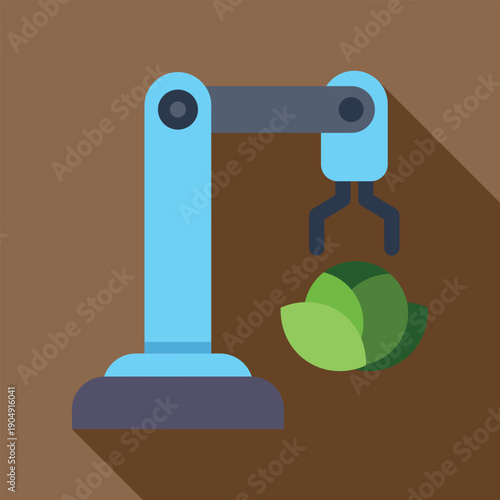 Robotic arm picking a cabbage, illustrating modern farm automation and sustainable farming technology