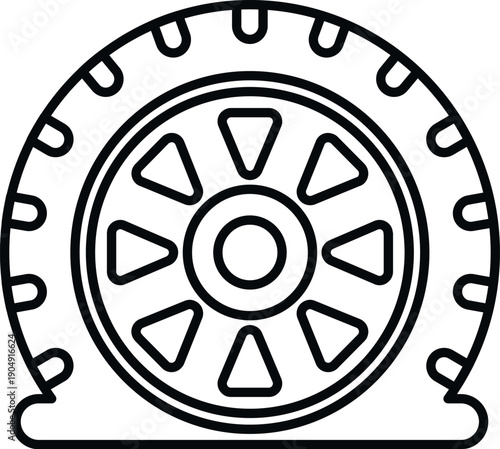 Flat tire icon showing a deflated car wheel needing maintenance