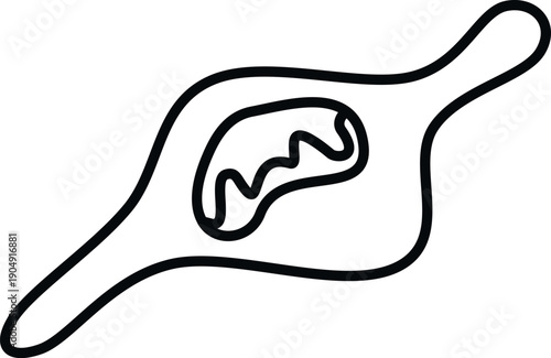 Paramecium line art drawing representing a microscopic ciliate organism biology