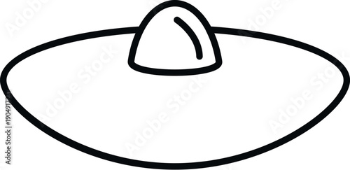 Flying saucer ufo icon line drawing outlining alien spacecraft